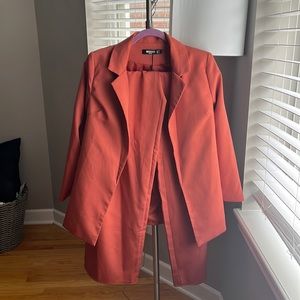 Misguided 2- Piece Orange Pants Suit